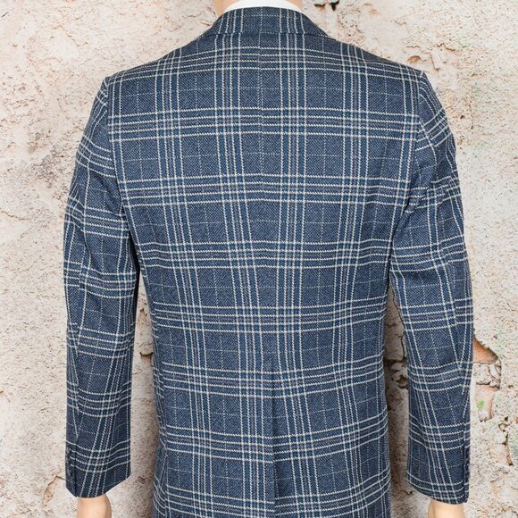Vintage 60's Blue Plaid KINGSRIDGE Polyester Sports Coat - 42 Reg - Picture 3 of 6